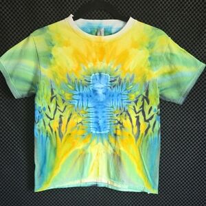 Gildan Blue and Yellow Short Sleeve Tees Vibrant Tie-Dye